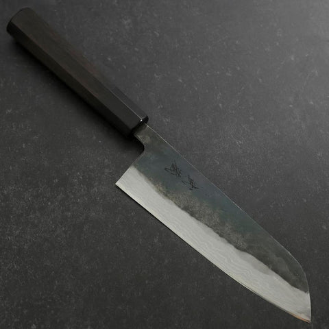 Santoku V-Toku 2 Kurouchi Damascus Buffalo Ebony Handle 165mm-[Musashi]-[Japanese-Kitchen-Knives]