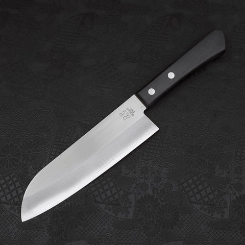 Santoku VG-1 Polished Western Black Handle 170mm (Tsuba Nashi)-[Musashi]-[Japanese-Kitchen-Knives]