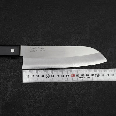Santoku VG-1 Polished Western Black Handle 170mm (Tsuba Nashi)-[Musashi]-[Japanese-Kitchen-Knives]