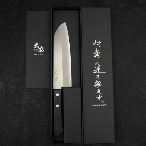 Santoku VG-1 Polished Western Black Handle 170mm (Tsuba Nashi)-[Musashi]-[Japanese-Kitchen-Knives]
