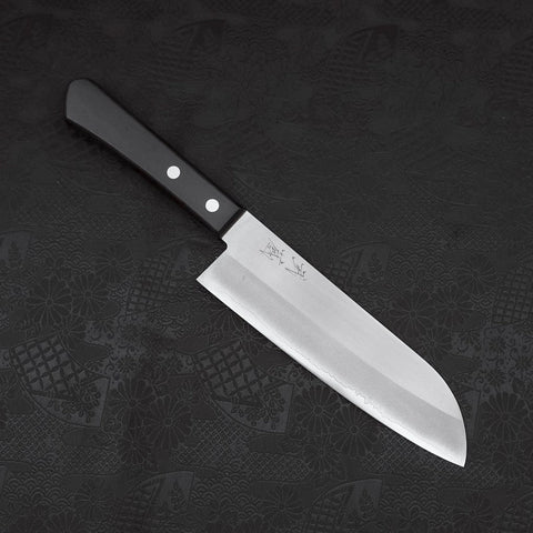 Santoku VG-1 Polished Western Black Handle 170mm (Tsuba Nashi)-[Musashi]-[Japanese-Kitchen-Knives]