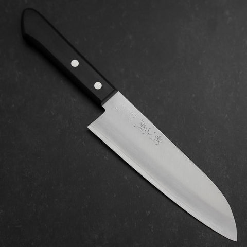 Santoku VG-1 Polished Western Black Handle 170mm (Tsuba-nashi) (6.7”)-[Musashi]-[Japanese-Kitchen-Knives]