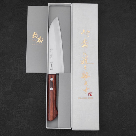Santoku VG-1 Polished Western Mahogany Handle 140mm (5.5”)-[Musashi]-[Japanese-Kitchen-Knives]