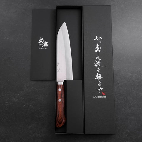 Santoku VG-1 Polished Western Mahogany Handle 165mm-[Musashi]-[Japanese-Kitchen-Knives]