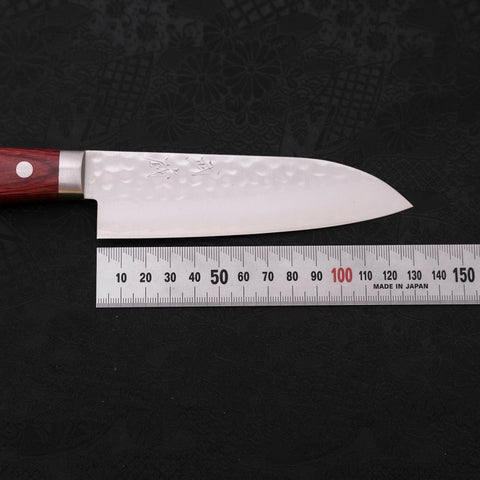 Santoku VG-1 Tsuchime Damascus Western Red Handle 130mm-[Musashi]-[Japanese-Kitchen-Knives]