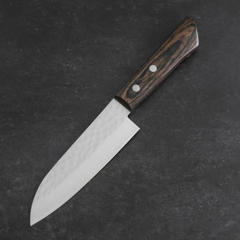 Santoku VG-1 Tsuchime Western Brown Mahogany Handle 130mm (Tsuba Nashi)-[Musashi]-[Japanese-Kitchen-Knives]
