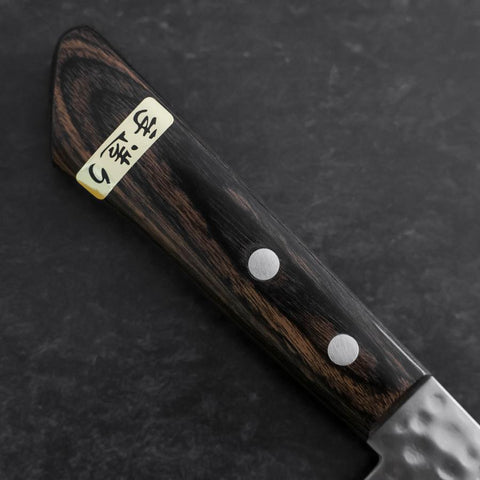 Santoku VG-1 Tsuchime Western Brown Mahogany Handle 130mm (Tsuba Nashi)-[Musashi]-[Japanese-Kitchen-Knives]