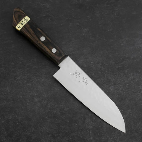 Santoku VG-1 Tsuchime Western Brown Mahogany Handle 130mm (Tsuba Nashi)-[Musashi]-[Japanese-Kitchen-Knives]