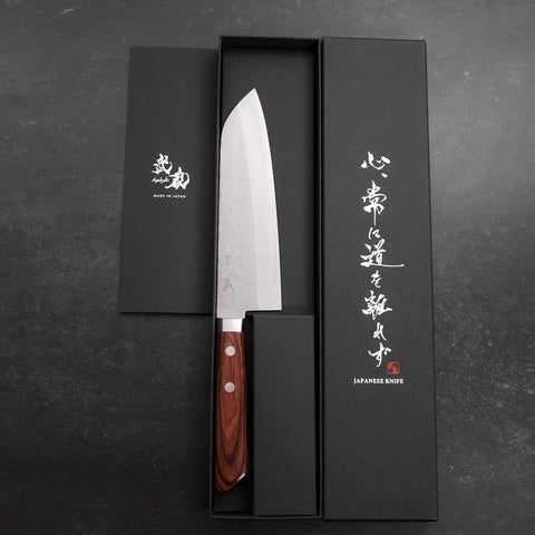 Santoku VG-1 Tsuchime Western Mahogany Handle 165mm (6.5”)-[Musashi]-[Japanese-Kitchen-Knives]