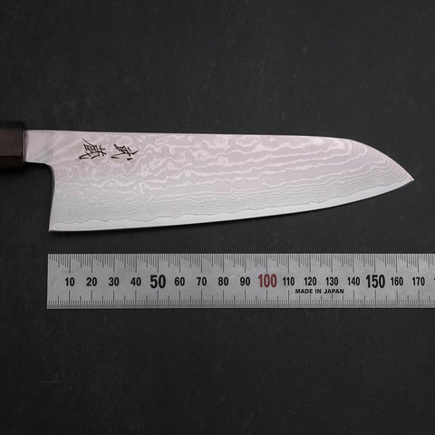 Santoku VG-10 Damascus Ashwood Handle 165mm-[Musashi]-[Japanese-Kitchen-Knives]