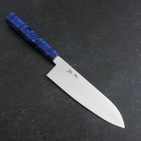 Santoku VG-10 Damascus Blue Birch Handle 180mm (7”)-[Musashi]-[Japanese-Kitchen-Knives]
