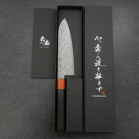 Santoku VG-10 Damascus Shitan Ebony Handle 165mm-[Musashi]-[Japanese-Kitchen-Knives]