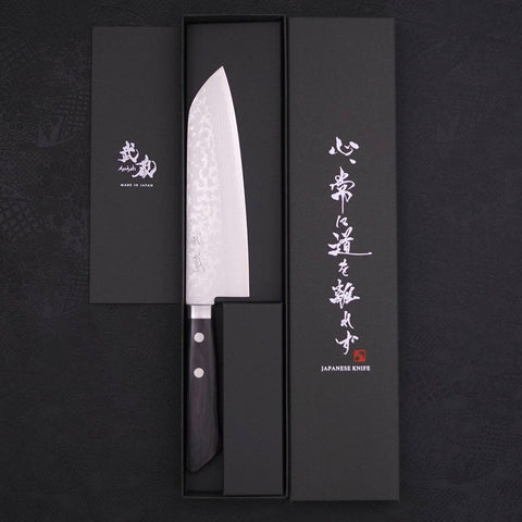 Santoku VG-10 Damascus Western Black Handle 170mm (6.7”)-[Musashi]-[Japanese-Kitchen-Knives]