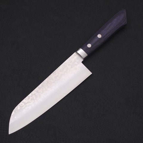 Santoku VG-10 Damascus Western Dark Blue Handle 170mm-[Musashi]-[Japanese-Kitchen-Knives]