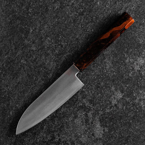 Santoku VG-10 Damascus Yamanaka Black Urushi Handle 130mm (5.1”)-[Musashi]-[Japanese-Kitchen-Knives]