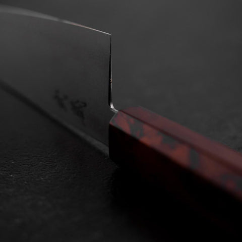 Santoku VG-10 Damascus Yamanaka Red Urushi Handle 165mm (6.5”)-[Musashi]-[Japanese-Kitchen-Knives]