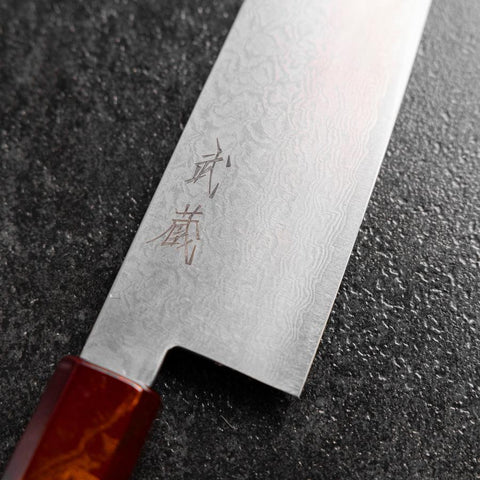 Santoku VG-10 Damasco Yamanaka Manico Urushi Rosso 165mm