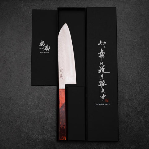 Santoku VG-10 Damasco Yamanaka Manico Urushi Nero 165mm