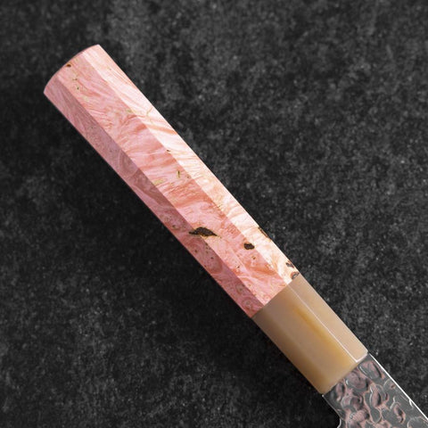 Santoku VG-10 Mirror Tsuchime Damascus Buffalo Dark Pink Maple Handle 170mm-[Musashi]-[Japanese-Kitchen-Knives]