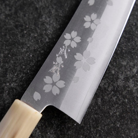 Santoku VG-10 Polished Sakura Buffalo Light Pink Maple Handle 175mm (6.8”)-[Musashi]-[Japanese-Kitchen-Knives]