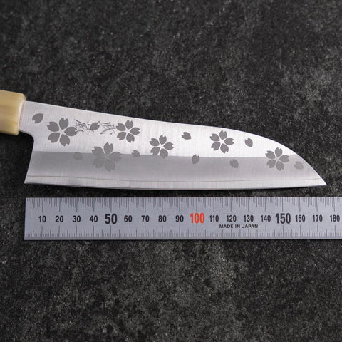 Santoku VG-10 Polished Sakura Buffalo Light Pink Maple Handle 175mm (6.8”)-[Musashi]-[Japanese-Kitchen-Knives]