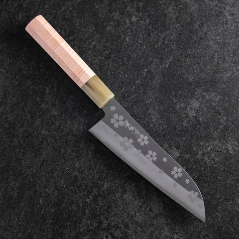 Santoku VG-10 Polished Sakura Buffalo Light Pink Maple Handle 175mm (6.8”)-[Musashi]-[Japanese-Kitchen-Knives]