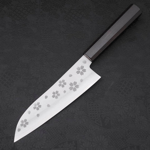 Santoku VG-10 Polished Sakura Ebony Handle 175mm (6.8”)-[Musashi]-[Japanese-Kitchen-Knives]