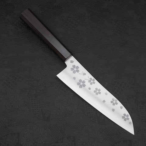 Santoku VG-10 Polished Sakura Ebony Handle 175mm (6.8”)-[Musashi]-[Japanese-Kitchen-Knives]