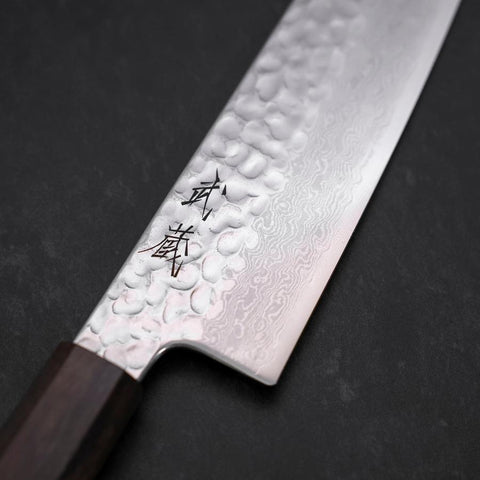 Santoku VG-10 Tsuchime Damascus Ashwood Handle 180mm-[Musashi]-[Japanese-Kitchen-Knives]