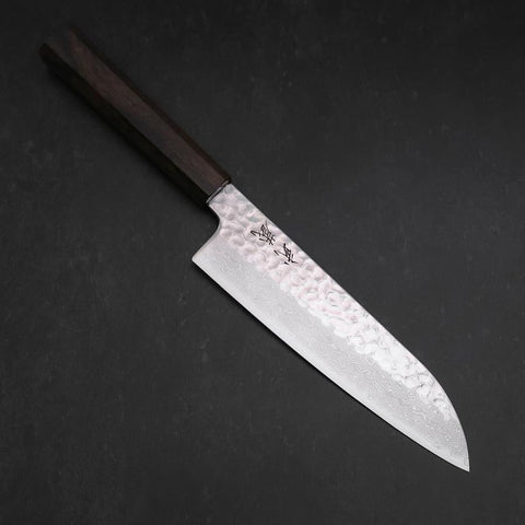 Santoku VG-10 Tsuchime Damascus Ashwood Handle 180mm-[Musashi]-[Japanese-Kitchen-Knives]