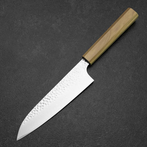 Santoku VG-10 Tsuchime Damascus Olive Handle 165mm-[Musashi]-[Japanese-Kitchen-Knives]