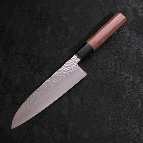 Santoku VG-10 Tsuchime Damascus Walnut Handle 165mm-[Musashi]-[Japanese-Kitchen-Knives]