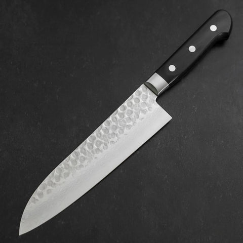 Santoku VG-10 Tsuchime Damascus Western Black Handle 180mm (7”)-[Musashi]-[Japanese-Kitchen-Knives]
