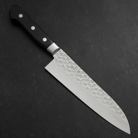 Santoku VG-10 Tsuchime Damascus Western Black Handle 180mm-[Musashi]-[Japanese-Kitchen-Knives]