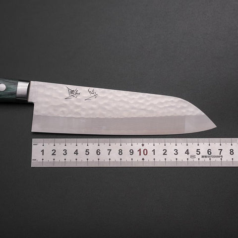 Santoku VG-10 Tsuchime Damascus Western Green Handle 170mm (6.7”)-[Musashi]-[Japanese-Kitchen-Knives]