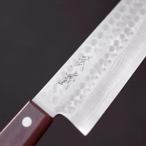 Santoku VG-10 Tsuchime Damascus Western Red Handle 180mm-[Musashi]-[Japanese-Kitchen-Knives]