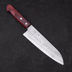 Santoku VG-10 Tsuchime Damascus Western Red Handle 180mm-[Musashi]-[Japanese-Kitchen-Knives]