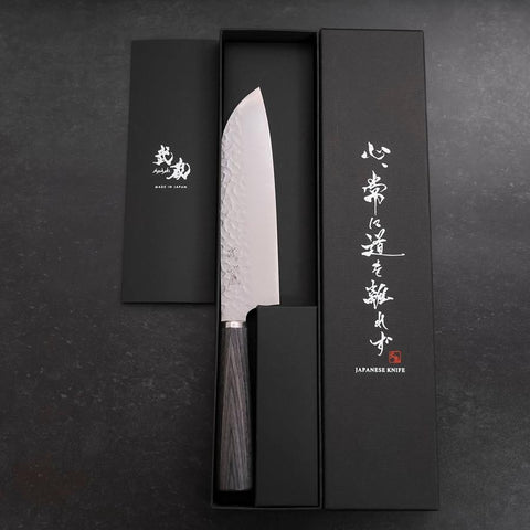 Santoku VG-10 Tsuchime Oval Charcoal Handle 165mm-[Musashi]-[Japanese-Kitchen-Knives]