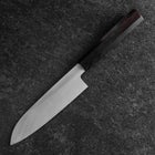 Santoku White Steel #2 Kasumi Single Bevel Chokin Five-Story Pagoda Sakura Buffalo Ebony Handle 155mm (6.1”)-[Musashi]-[Japanese-Kitchen-Knives]