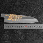 Santoku White Steel #2 Kasumi Single Bevel Chokin Five-Story Pagoda Sakura Buffalo Ebony Handle 155mm (6.1”)-[Musashi]-[Japanese-Kitchen-Knives]