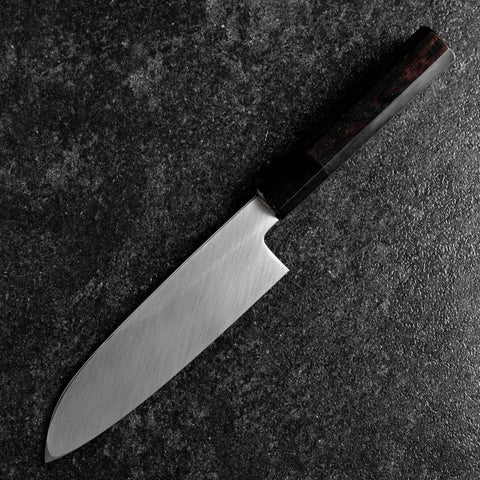 Santoku White Steel #2 Kasumi Single Bevel Chokin Sakura-Fuji Buffalo Ebony Handle 155mm-[Musashi]-[Japanese-Kitchen-Knives]