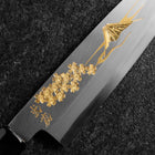 Santoku White Steel #2 Kasumi Single Bevel Chokin Sakura-Fuji Buffalo Ebony Handle 155mm-[Musashi]-[Japanese-Kitchen-Knives]