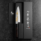 Santoku White Steel #2 Kasumi Single Bevel Chokin Sakura-Fuji Buffalo Ebony Handle 155mm-[Musashi]-[Japanese-Kitchen-Knives]