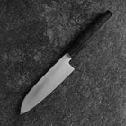 Santoku White Steel #2 Kasumi Single Bevel Chokin Samurai Full Moon Buffalo Ebony Handle 155mm-[Musashi]-[Japanese-Kitchen-Knives]