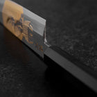 Santoku White Steel #2 Kasumi Single Bevel Chokin Samurai Full Moon Buffalo Ebony Handle 155mm-[Musashi]-[Japanese-Kitchen-Knives]