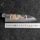 Santoku White Steel #2 Kasumi Single Bevel Chokin Samurai New Moon Buffalo Ebony Handle 155mm-[Musashi]-[Japanese-Kitchen-Knives]