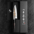 Santoku White Steel #2 Kasumi Single Bevel Chokin Samurai New Moon Buffalo Ebony Handle 155mm-[Musashi]-[Japanese-Kitchen-Knives]