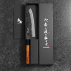 Santoku White Steel #2 Kurouchi Buffalo Bubinga Handle 165mm (6.5”)-[Musashi]-[Japanese-Kitchen-Knives]