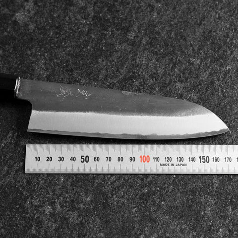 Santoku White Steel #2 Kurouchi Buffalo Ebony Handle 170mm-[Musashi]-[Japanese-Kitchen-Knives]