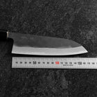 Santoku White Steel #2 Kurouchi Damascus Kurigata Buffalo Magnolia Handle 170mm-[Musashi]-[Japanese-Kitchen-Knives]